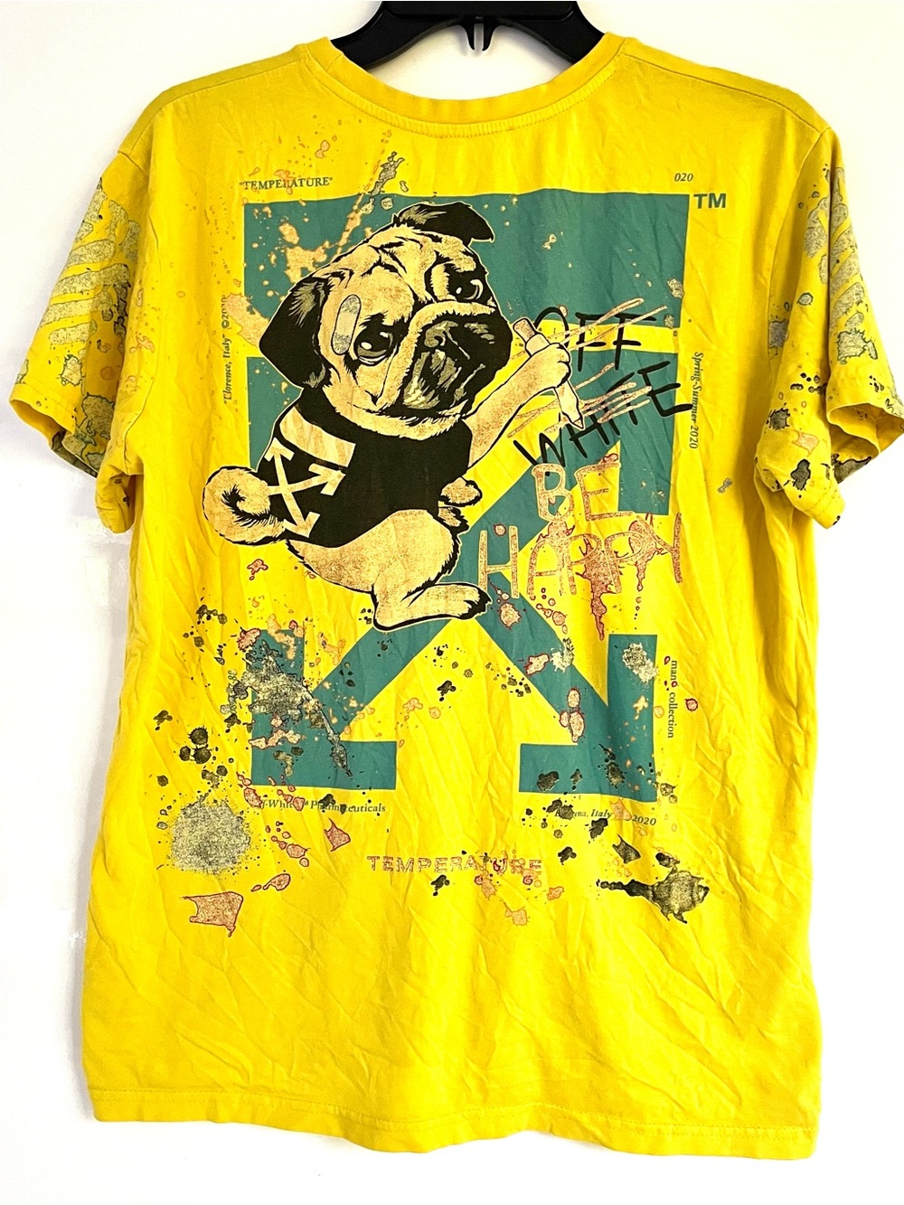 Pug Yellow Cotton Tee Shirt